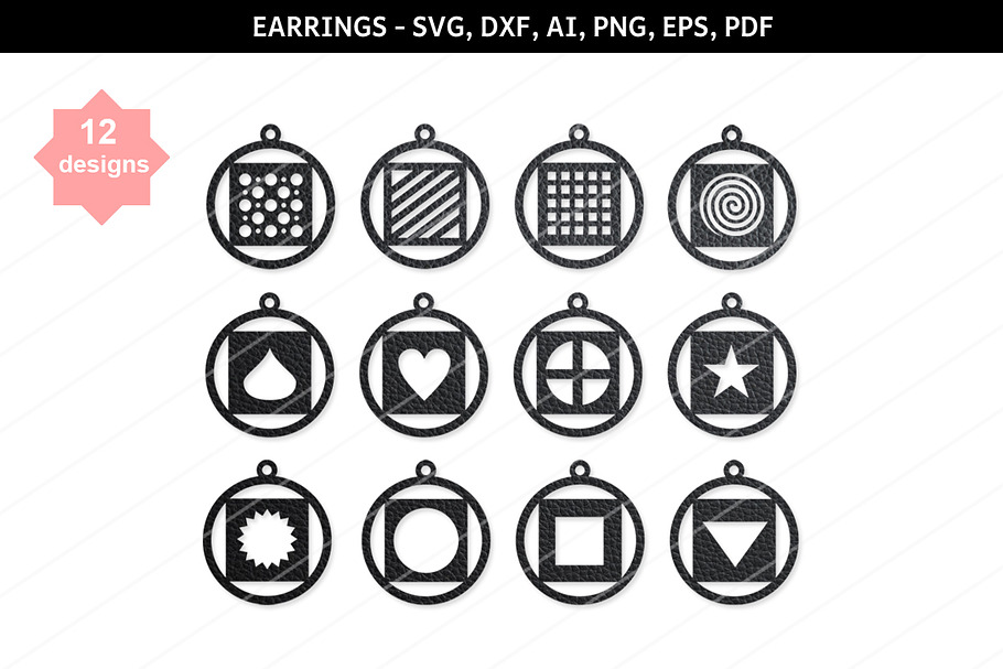 Round earrings SVG,Heart,Drop,Spiral