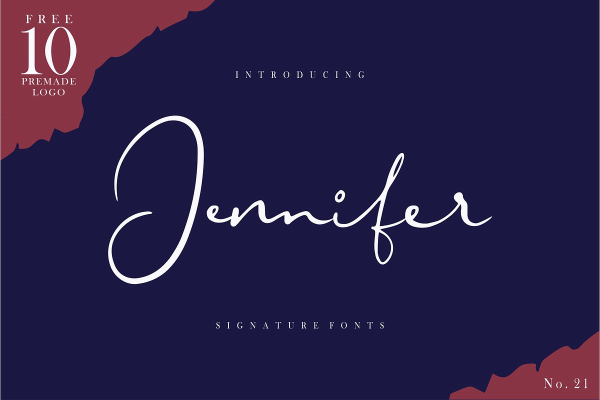 Jennifer Signature Fonts [+Logo] in Script Fonts - product preview 8