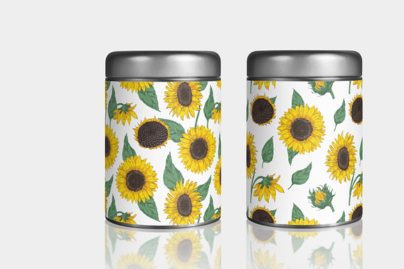 Sunflower set and seamless in Illustrations - product preview 1