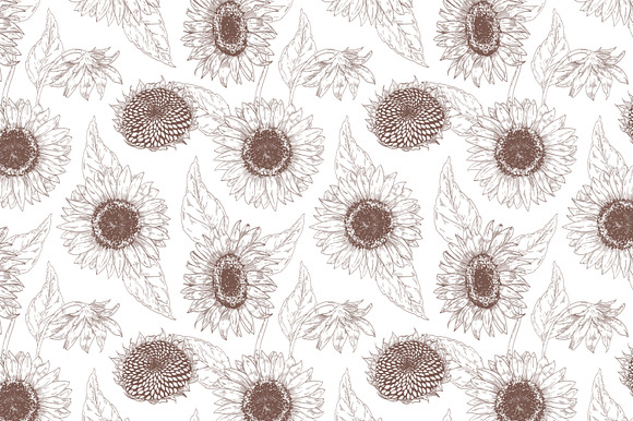 Sunflower set and seamless in Illustrations - product preview 10