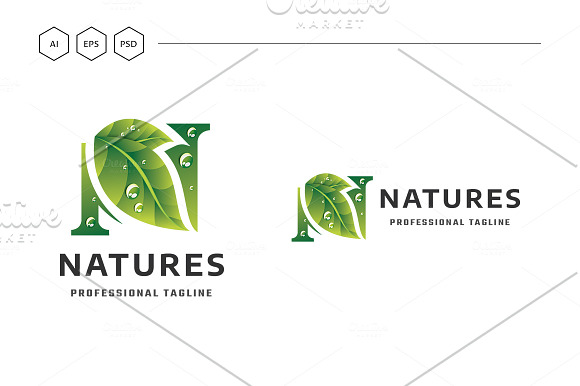 Natures N Letter Logo in Logo Templates - product preview 3