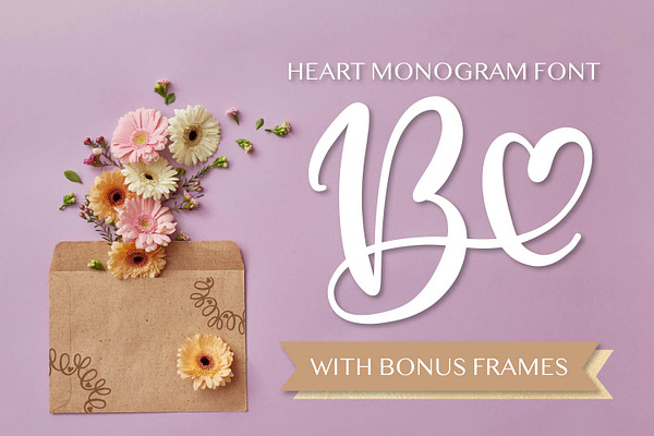 Heart Monogram Font - Hand Lettered