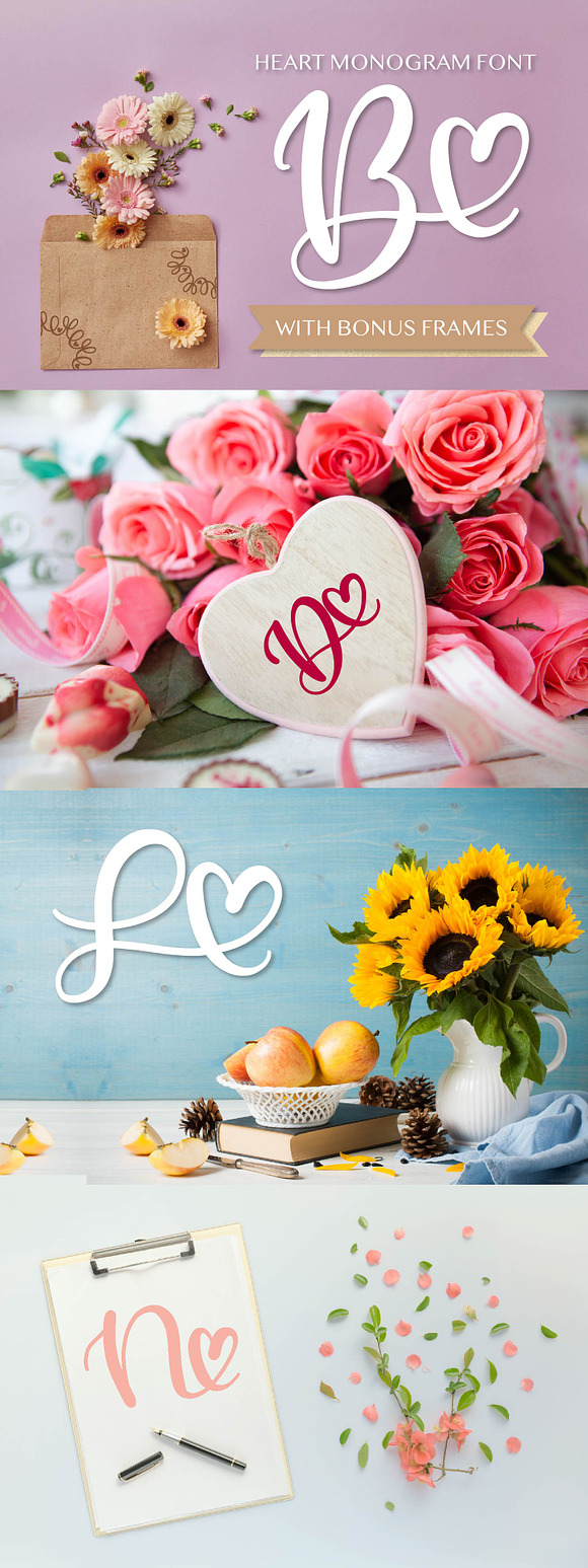 Heart Monogram Font - Hand Lettered in Display Fonts - product preview 10