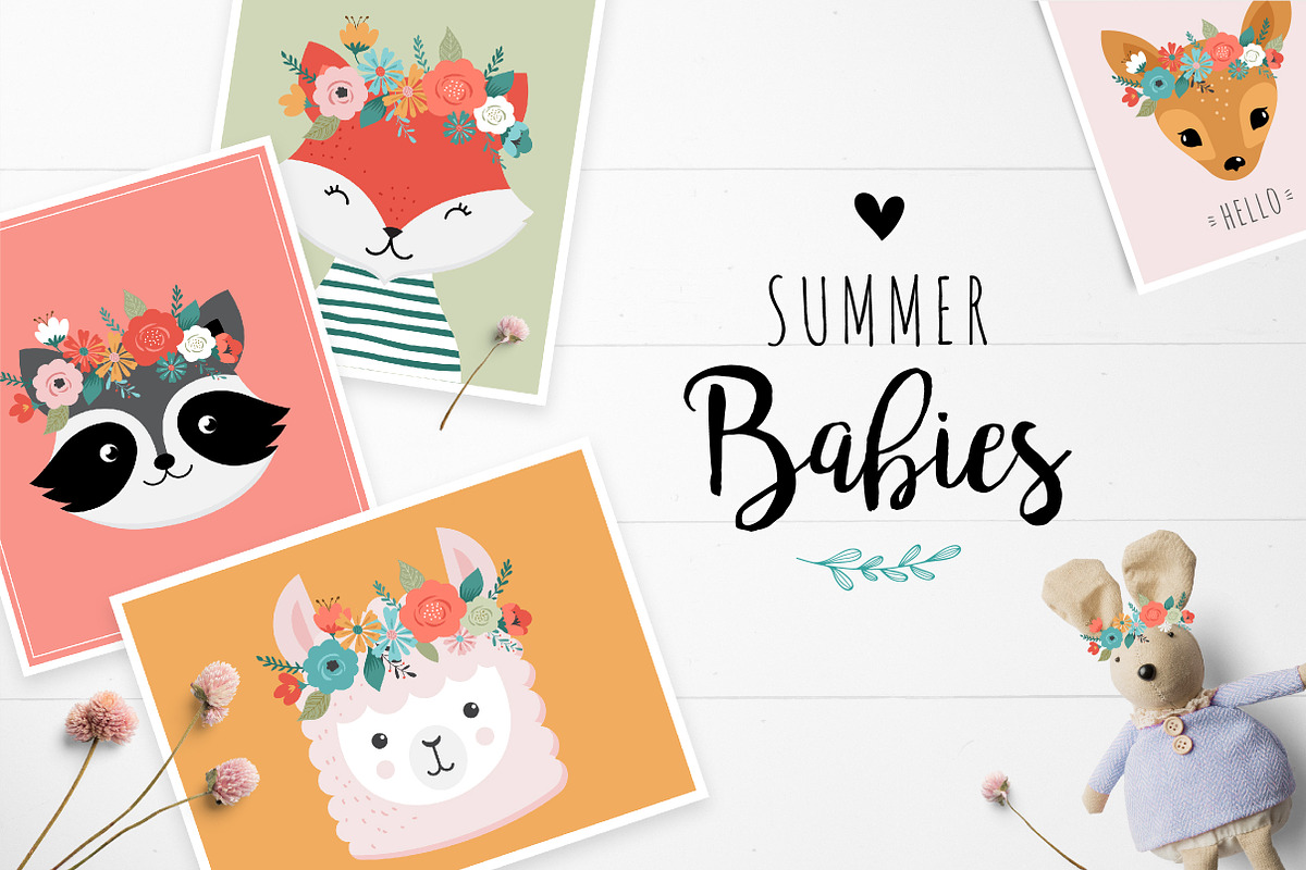 Summer Babies - set of cute animals in Illustrations - product preview 8