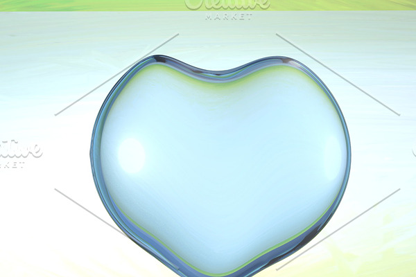 3d water heart illustration with dro
