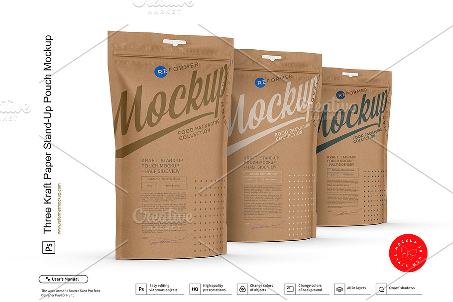 Kraft Paper Stand-Up Pouch Mockup