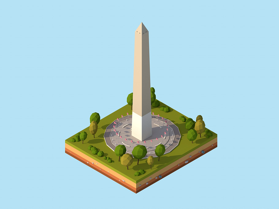 Cartoon Low Poly USA Landmarks Pack in Architecture - product preview 4