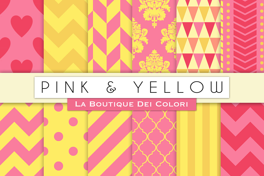 Pink & Yellow Digital Papers in Patterns - product preview 8
