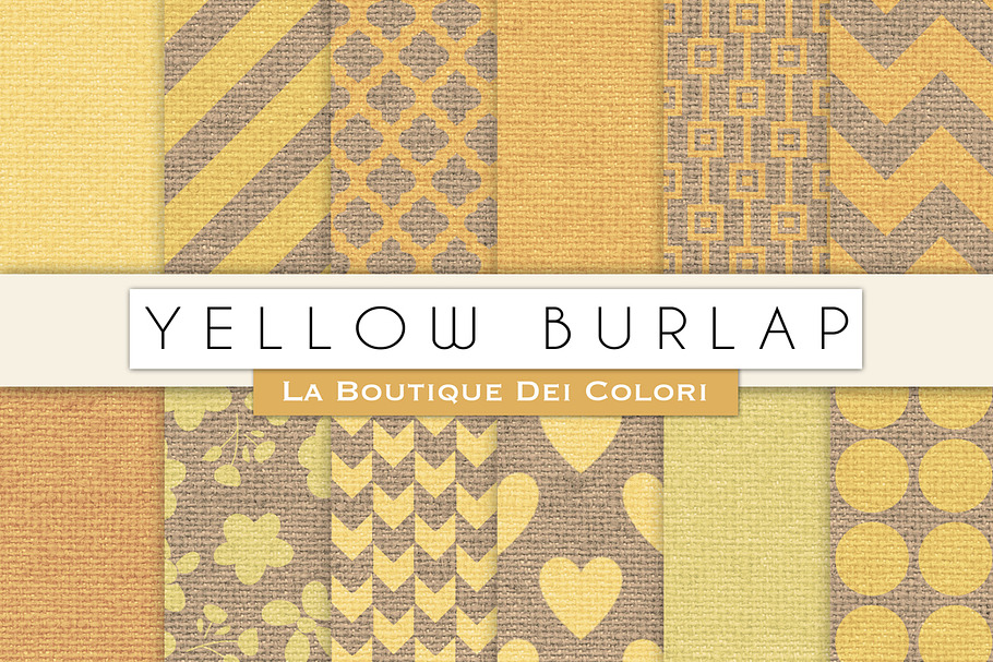 Yellow Burlap Digital Papers in Textures - product preview 8