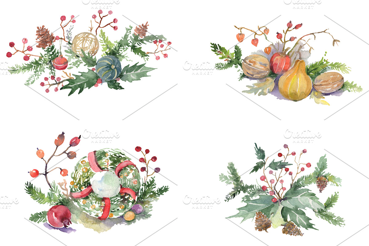 Christmas bouquet warmth of the soul in Illustrations - product preview 8
