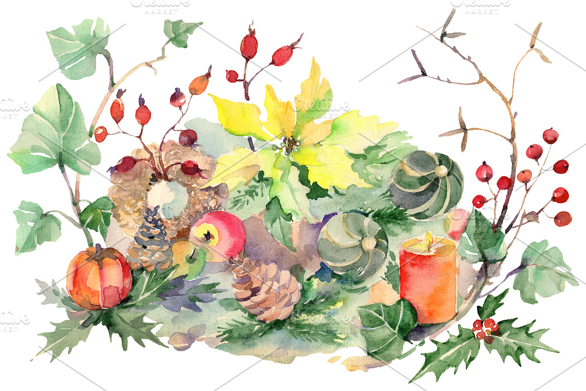 Christmas bouquet snowstorm in Illustrations - product preview 8