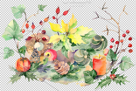 Christmas bouquet snowstorm in Illustrations - product preview 1
