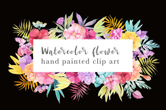 Watercolor flower bundle in Illustrations - product preview 3