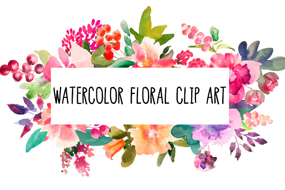 Watercolor flower bundle in Illustrations - product preview 4
