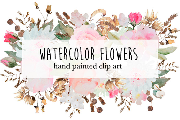 Watercolor flower bundle in Illustrations - product preview 6
