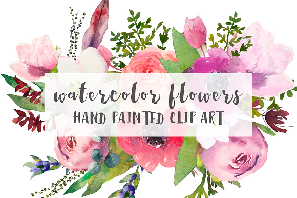 Watercolor flower bundle in Illustrations - product preview 7