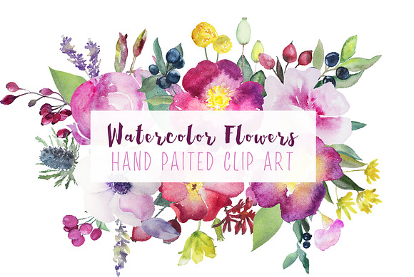 Watercolor flower bundle in Illustrations - product preview 8