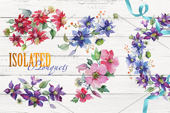 Bright Bouquets Watercolor png in Illustrations - product preview 6