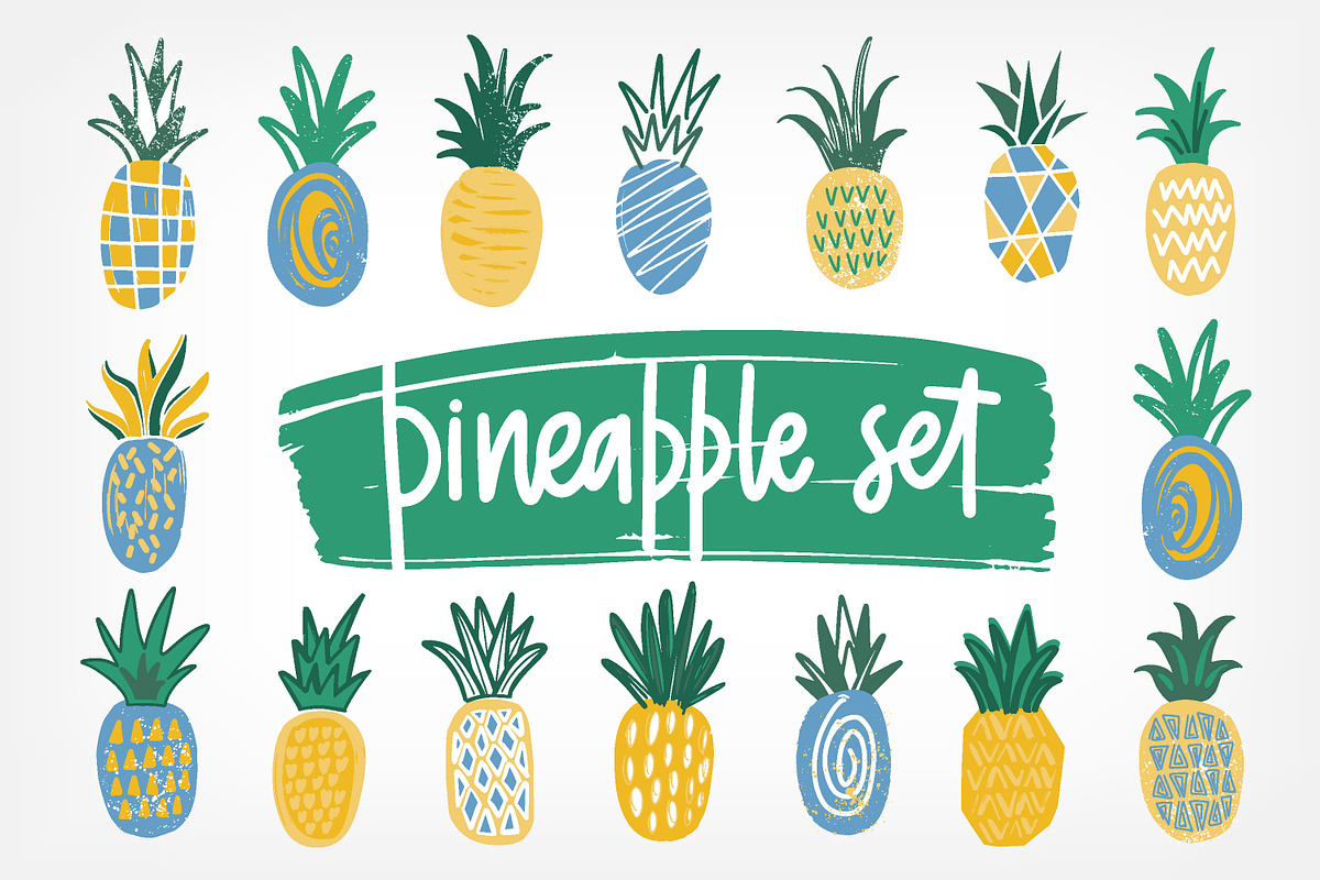 Pineapple set and seamless in Patterns - product preview 8