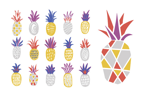 Pineapple set and seamless in Patterns - product preview 2