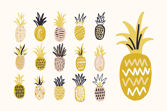 Pineapple set and seamless in Patterns - product preview 3