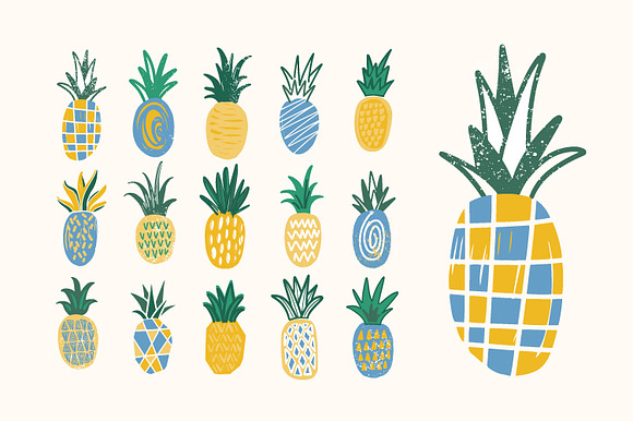 Pineapple set and seamless in Patterns - product preview 4