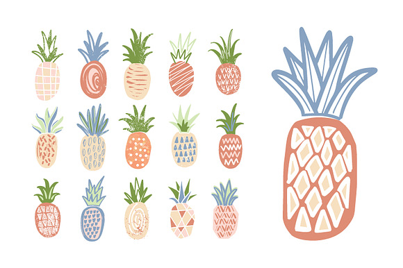 Pineapple set and seamless in Patterns - product preview 5