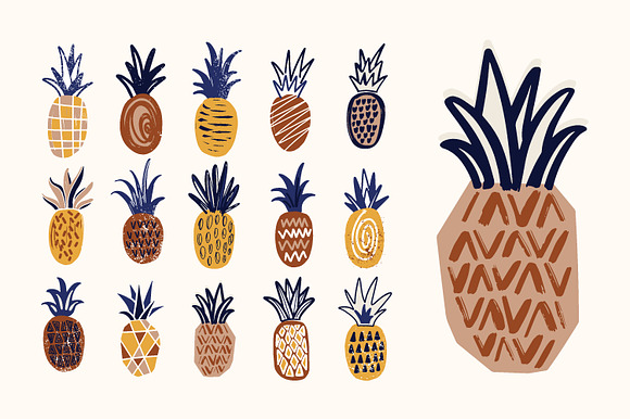 Pineapple set and seamless in Patterns - product preview 6