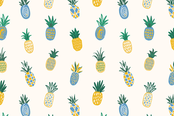 Pineapple set and seamless in Patterns - product preview 7