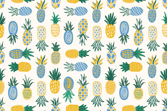 Pineapple set and seamless in Patterns - product preview 12