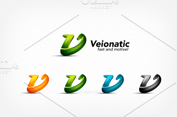 3D Letter V Stylish Logo in Logo Templates - product preview 3