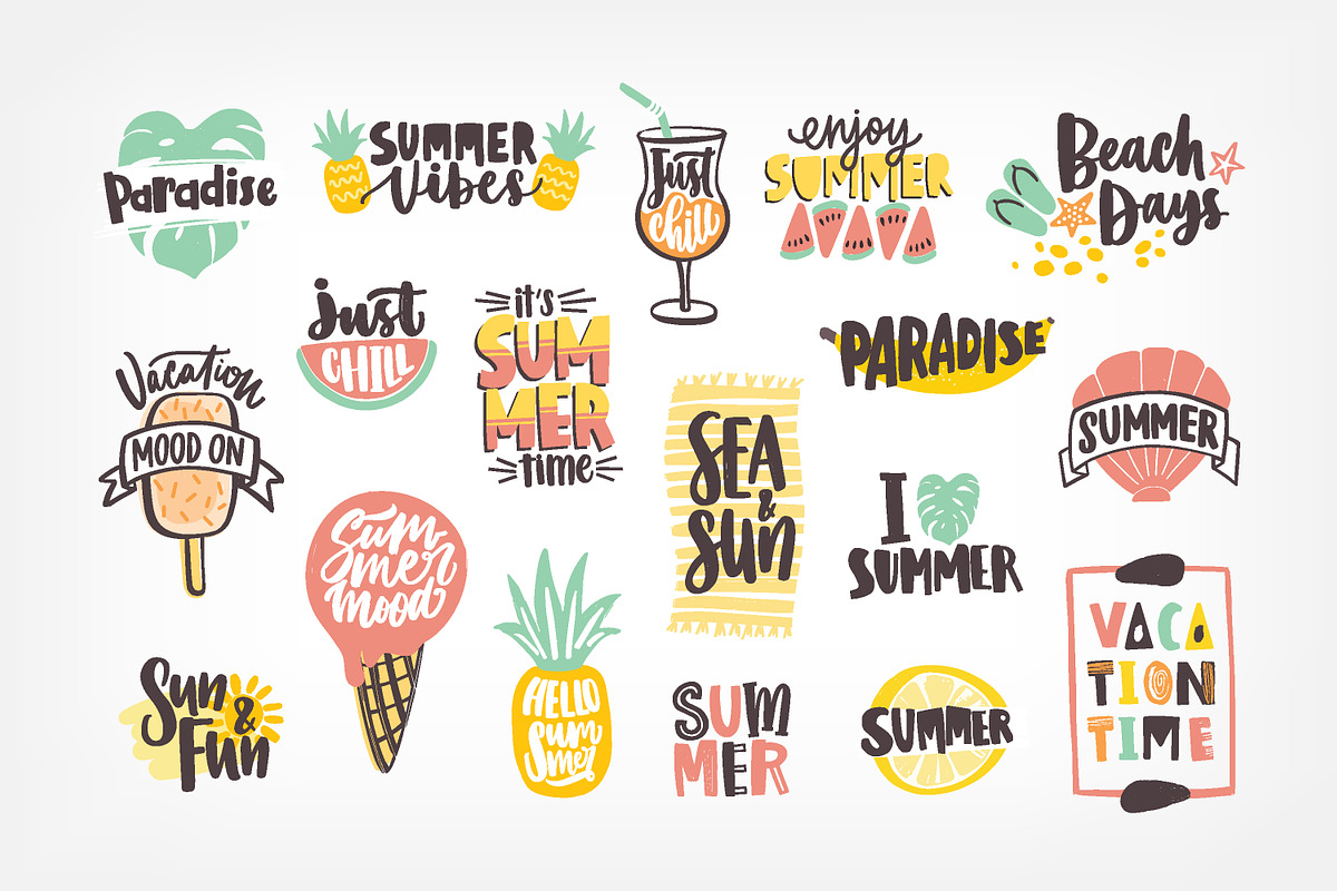 Summer lettering set in Illustrations - product preview 8