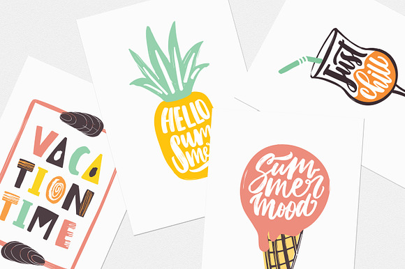 Summer lettering set in Illustrations - product preview 1