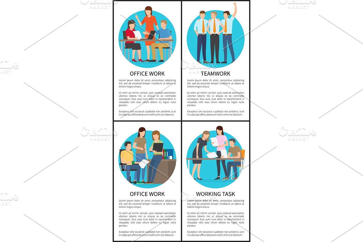 Four Teamwork and Office Work in Illustrations - product preview 8