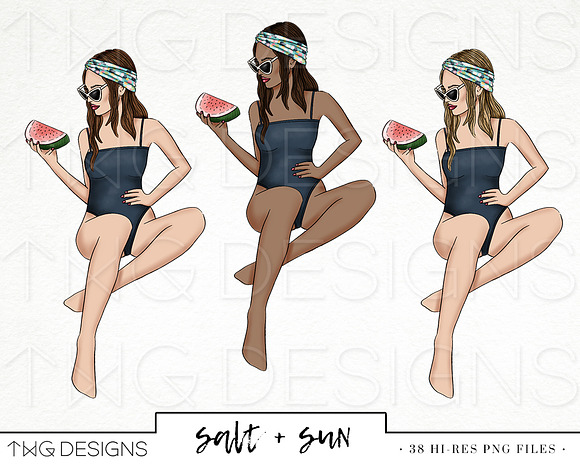 Boat Summer Fashion Girl Clip Art in Illustrations - product preview 3
