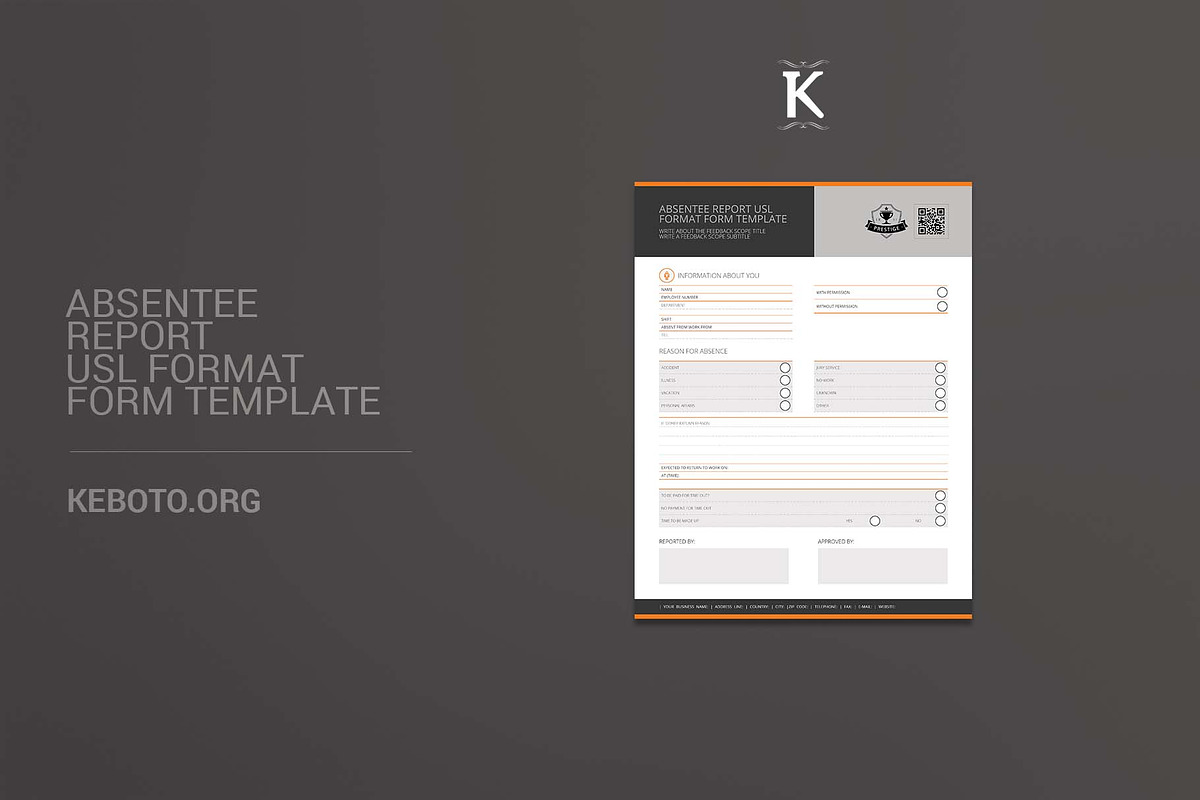Absentee Report USL Format Form in Templates - product preview 8