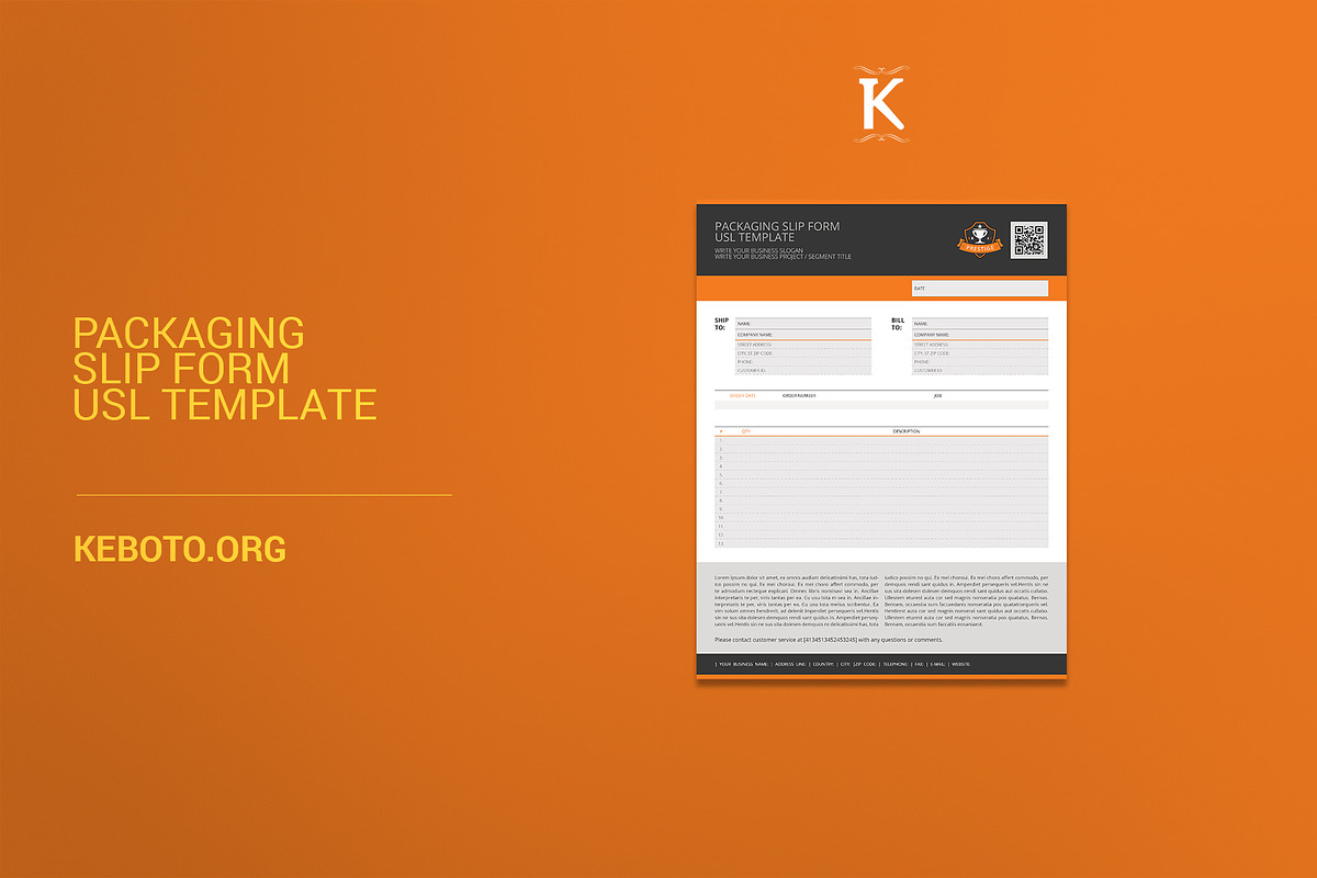 Packaging Slip Form USL Template in Templates - product preview 8