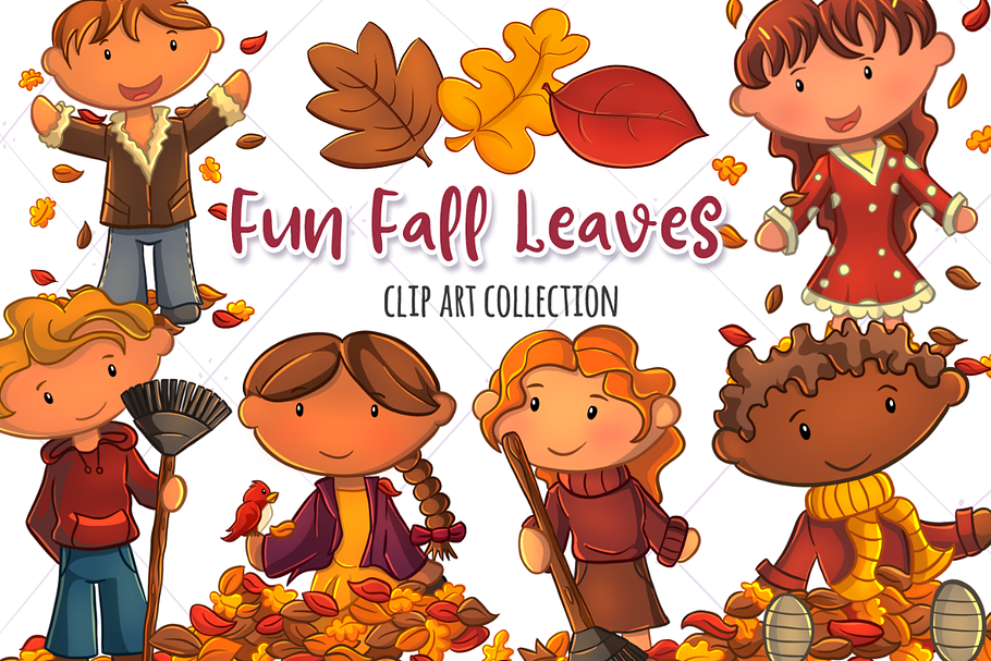 Cute Fall Leaves Clip Art Collection in Illustrations - product preview 8
