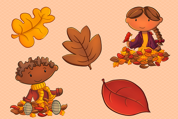 Cute Fall Leaves Clip Art Collection in Illustrations - product preview 2