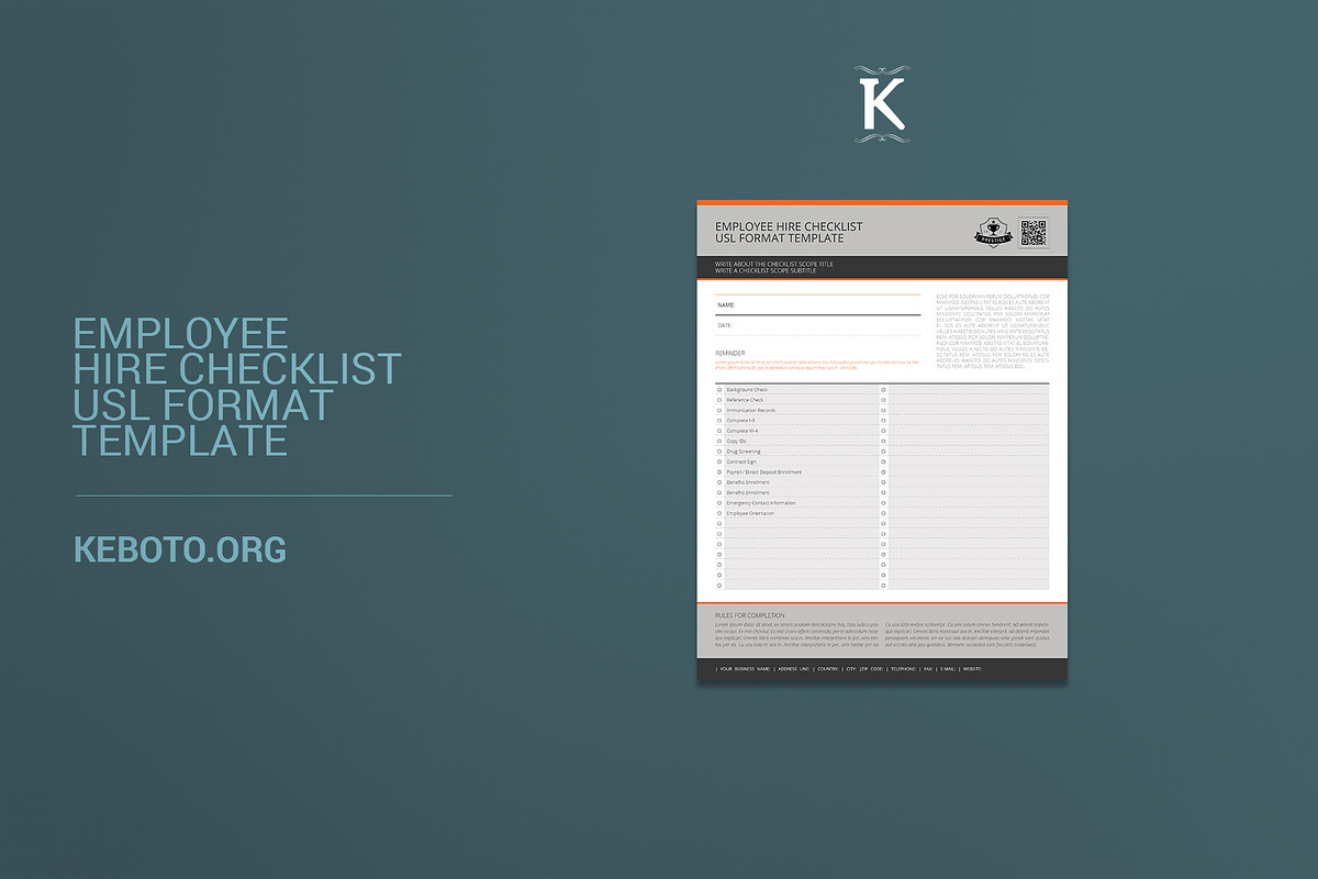 Employee Hire Checklist USL Format in Templates - product preview 8