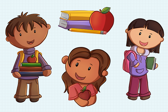 Cute School Kids Clip Art in Illustrations - product preview 1