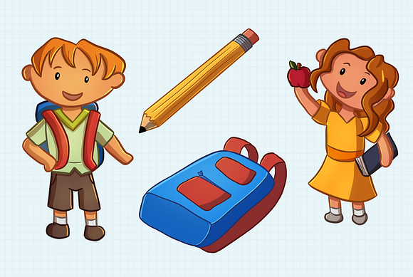 Cute School Kids Clip Art in Illustrations - product preview 2