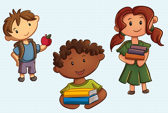 Cute School Kids Clip Art in Illustrations - product preview 3