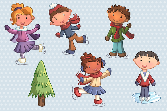 Ice Skating Winter Clip Art in Illustrations - product preview 2