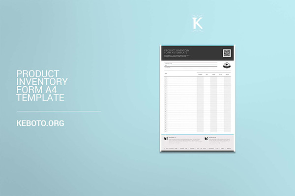 Product Inventory Form A4 Template