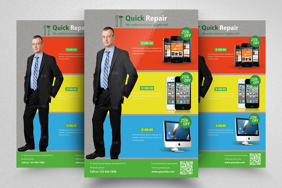 Smartphone & computer Repair Flyer in Flyer Templates - product preview 8