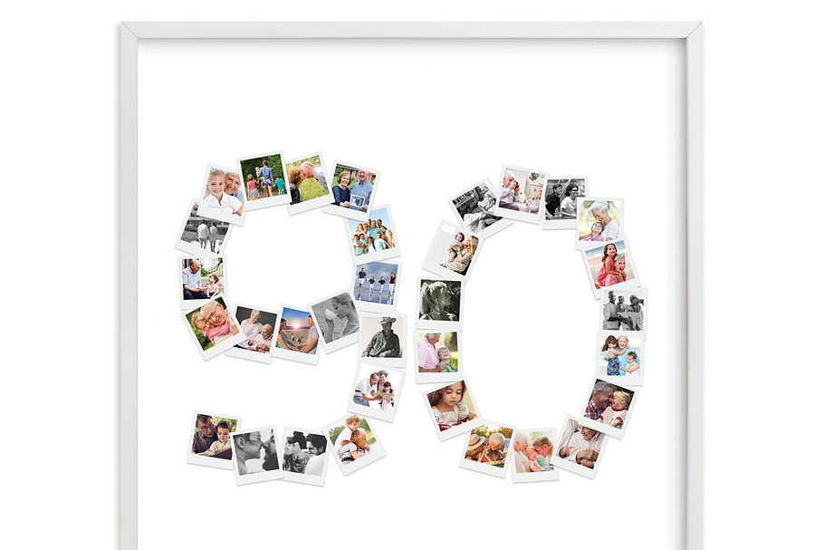 Number 90 Photo Collage Template PSD