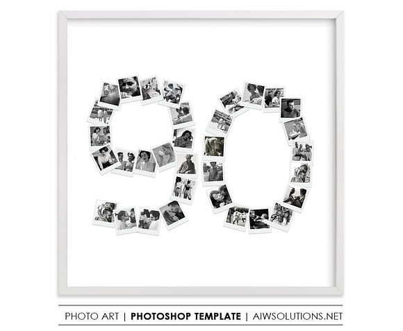 Number 90 Photo Collage Template PSD in Stationery Templates - product preview 1
