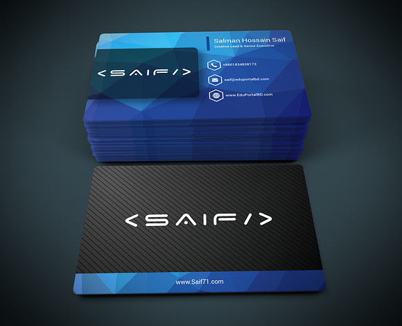 Flat Polygon Business Card in Business Card Templates - product preview 1