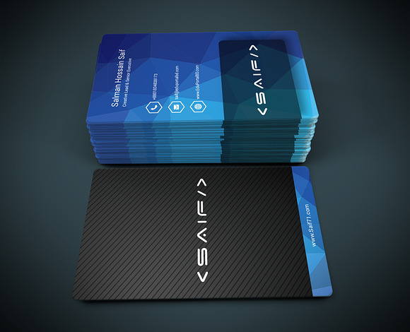 Flat Polygon Business Card in Business Card Templates - product preview 2